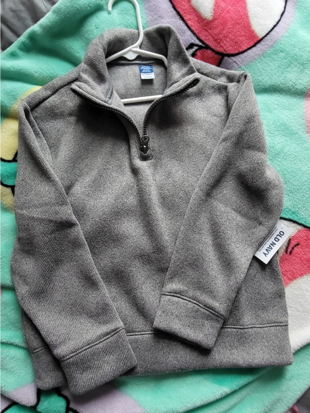 Old Navy Gray Kids Quarter-Zip Pullover Sweatshirt